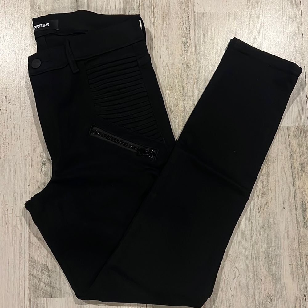 Express Black Denim Moto Style High Rise Legging Jeans Size 12